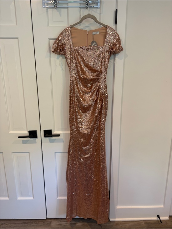 Godiva Dresses & Skirts - Sequin Square-Neck Prom Gown in Rose Gold by Unknown